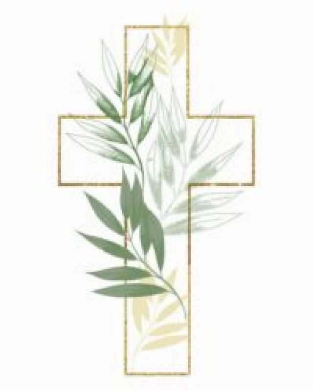 Graphic Easter Cross Clipart, Spring Floral Arrangements, Baptism Crosses DIY Invitation, Vector Eucaliptus Greenery wedding clipart, Golden frame and foliage, Holy Spirit, Religious